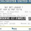 Colchester United v West Ham United Ticket